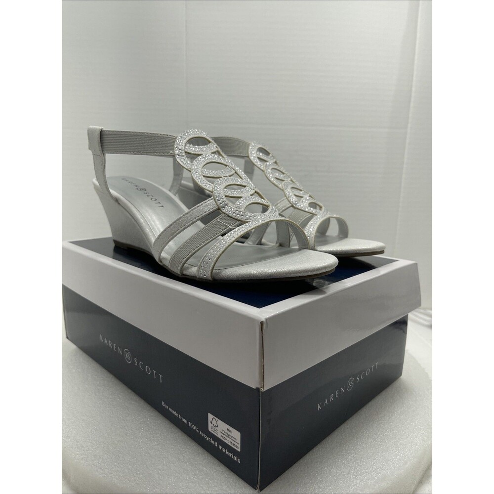 Karen Scott Womens Denicee Open Toe Ankle Strap Wedge Sandals, 9.5W #433